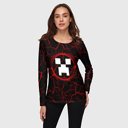 Лонгслив женский Символ Minecraft и краска вокруг на темном фоне, цвет: 3D-принт — фото 2