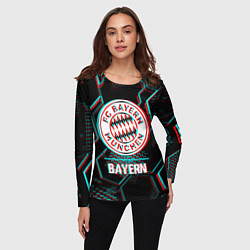Лонгслив женский Bayern FC в стиле Glitch на темном фоне, цвет: 3D-принт — фото 2