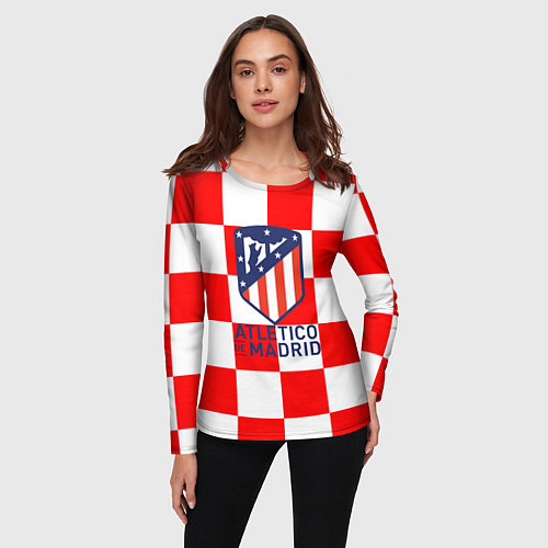 Женский лонгслив Atletico madrid кубики / 3D-принт – фото 3