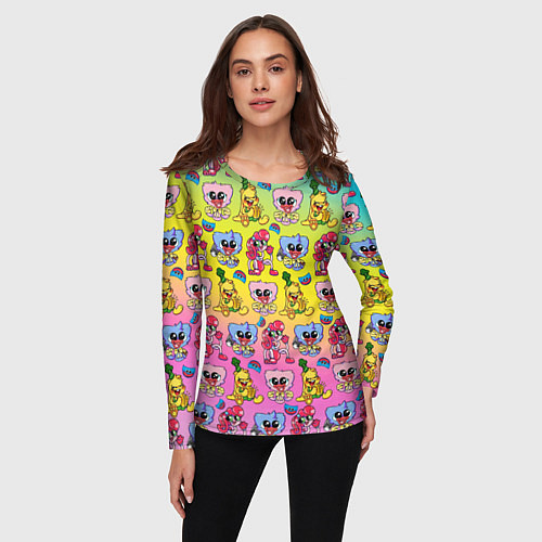 Женский лонгслив POPPY PLAYTIME МИЛЫЕ ПЕРСОНАЖИ / 3D-принт – фото 3
