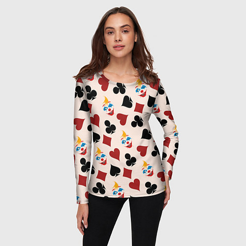 Женский лонгслив Джокер карты масть cards joker clown / 3D-принт – фото 3