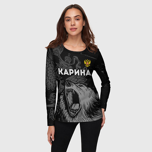 Женский лонгслив Карина Россия Медведь / 3D-принт – фото 3