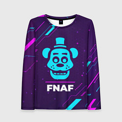 Лонгслив женский Символ FNAF в неоновых цветах на темном фоне, цвет: 3D-принт