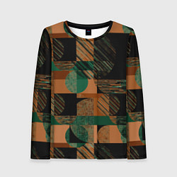 Лонгслив женский Текстурированный абстрактный, геометрический принт, цвет: 3D-принт