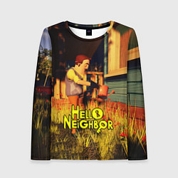 Лонгслив женский Hello Neighbor Привет сосед Сосед поливает, цвет: 3D-принт