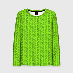 Лонгслив женский Зеленые узоры в виде листочков, цвет: 3D-принт