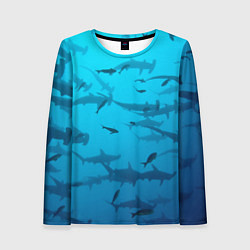 Лонгслив женский Акулы - океан, цвет: 3D-принт