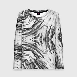 Лонгслив женский Черно-белый абстрактный узор Трио, цвет: 3D-принт