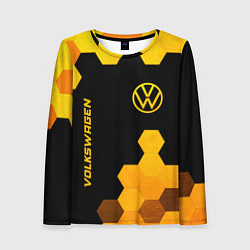 Лонгслив женский Volkswagen - gold gradient: символ и надпись верти, цвет: 3D-принт