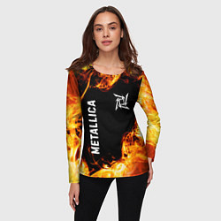 Лонгслив женский Metallica и пылающий огонь, цвет: 3D-принт — фото 2