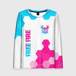 Лонгслив женский Free Fire neon gradient style: символ и надпись ве, цвет: 3D-принт