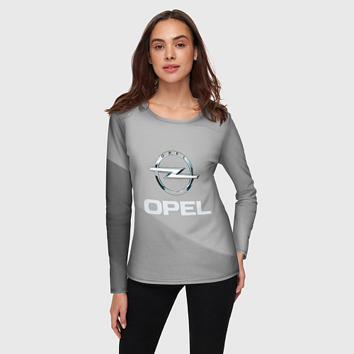 Женский лонгслив Opel - серая абстракция / 3D-принт – фото 3
