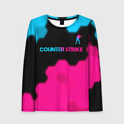 Лонгслив женский Counter Strike - neon gradient: символ сверху, цвет: 3D-принт
