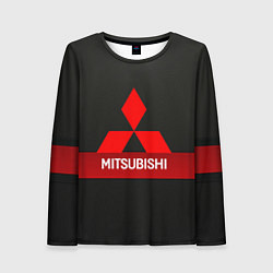 Лонгслив женский Mitsubishi - логотип - красная полоса, цвет: 3D-принт