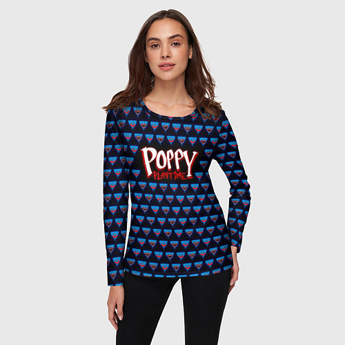 Женский лонгслив Poppy Playtime - Huggy Wuggy Pattern / 3D-принт – фото 3