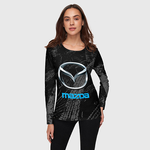 Женский лонгслив Mazda - следы шин / 3D-принт – фото 3