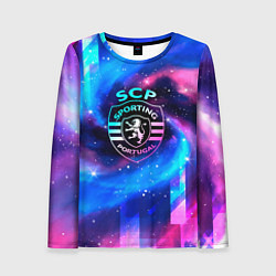 Женский лонгслив Sporting неоновый космос