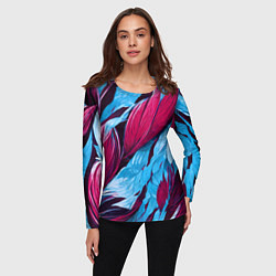 Лонгслив женский Яркие экзотические перья, цвет: 3D-принт — фото 2
