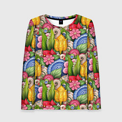 Женский лонгслив Тюльпаны объемные листья и цветы