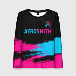 Лонгслив женский Aerosmith - neon gradient: символ сверху, цвет: 3D-принт