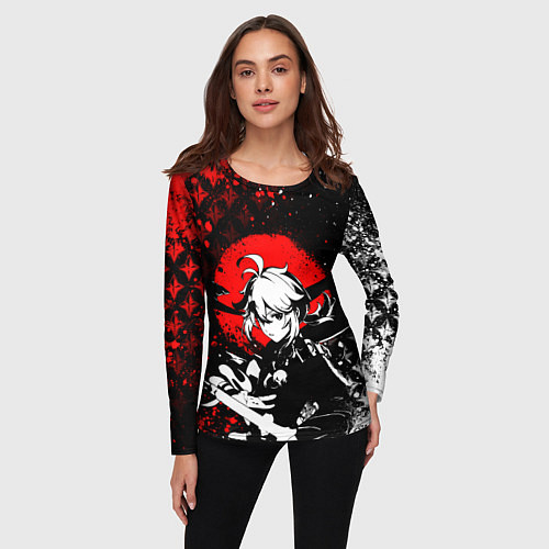 Женский лонгслив Кадзуха - Мрачный геншин / 3D-принт – фото 3