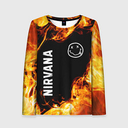 Лонгслив женский Nirvana и пылающий огонь, цвет: 3D-принт