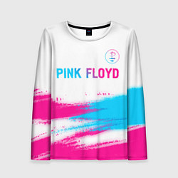 Лонгслив женский Pink Floyd neon gradient style: символ сверху, цвет: 3D-принт