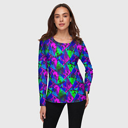 Лонгслив женский Неоновый абстрактный геометрический узор, цвет: 3D-принт — фото 2