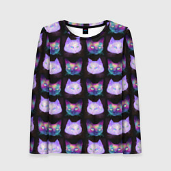 Лонгслив женский Неоновые кошачьи морды, цвет: 3D-принт