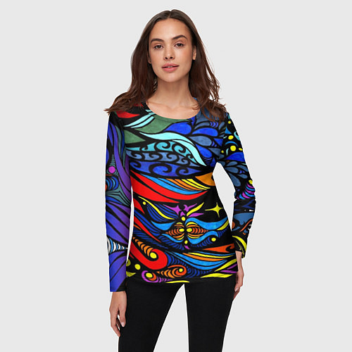 Женский лонгслив Психоделический фон / 3D-принт – фото 3