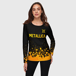 Лонгслив женский Metallica - gold gradient: символ сверху, цвет: 3D-принт — фото 2