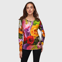 Лонгслив женский Прекрасный цветочный букет, цвет: 3D-принт — фото 2