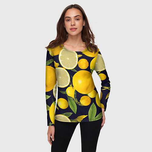 Женский лонгслив Лимонные дольки / 3D-принт – фото 3