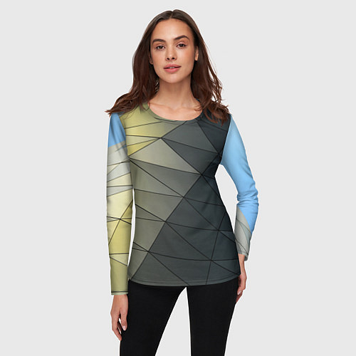 Женский лонгслив Абстрактная сетка из множества фигур / 3D-принт – фото 3