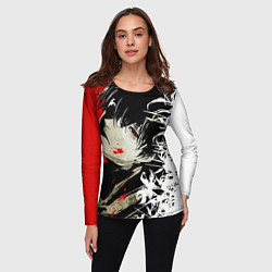 Лонгслив женский Канеки Кен и цветы - Токийский гуль, цвет: 3D-принт — фото 2