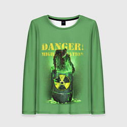 Лонгслив женский Мутант - Опасность: высокая радиация!, цвет: 3D-принт