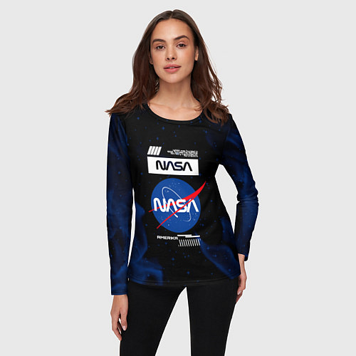 Женский лонгслив Nasa - синее пламя / 3D-принт – фото 3