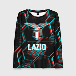 Лонгслив женский Lazio FC в стиле glitch на темном фоне, цвет: 3D-принт
