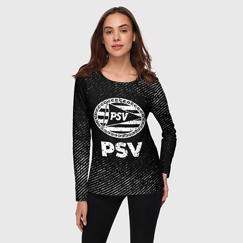 Женский лонгслив PSV с потертостями на темном фоне / 3D-принт – фото 3