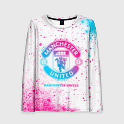 Лонгслив женский Manchester United neon gradient style, цвет: 3D-принт