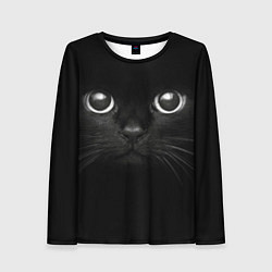 Лонгслив женский Взгляд чёрного кота, цвет: 3D-принт