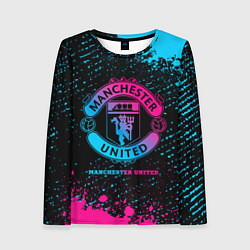 Лонгслив женский Manchester United - neon gradient, цвет: 3D-принт