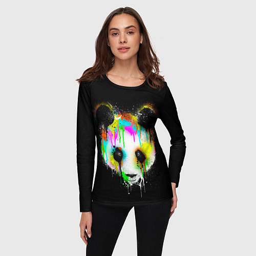 Женский лонгслив Панда в краске / 3D-принт – фото 3