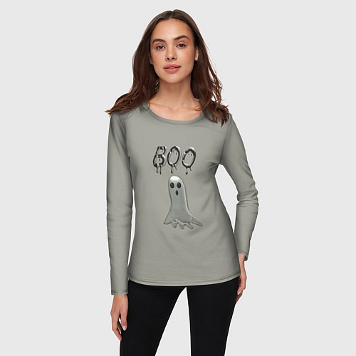 Женский лонгслив Серый призрак BOO / 3D-принт – фото 3