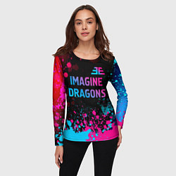 Лонгслив женский Imagine Dragons - neon gradient: символ сверху, цвет: 3D-принт — фото 2