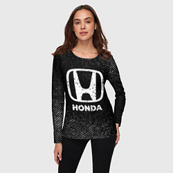 Лонгслив женский Honda с потертостями на темном фоне, цвет: 3D-принт — фото 2