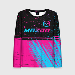 Женский лонгслив Mazda - neon gradient: символ сверху