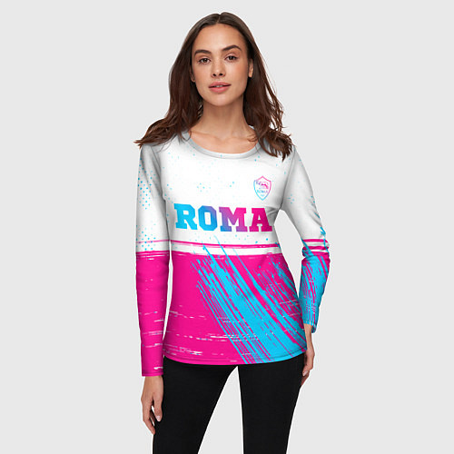 Женский лонгслив Roma neon gradient style: символ сверху / 3D-принт – фото 3