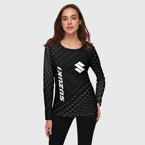 Женский лонгслив Suzuki карбоновый фон / 3D-принт – фото 3