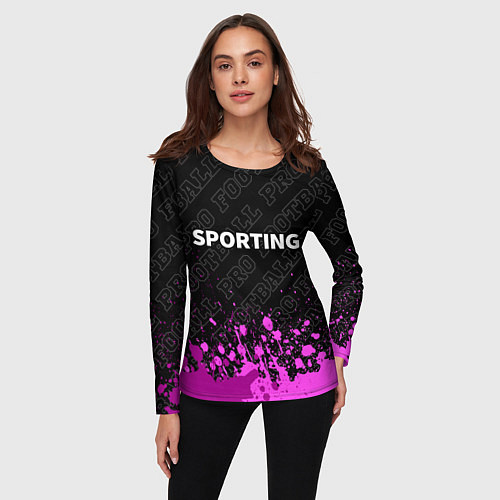Женский лонгслив Sporting pro football: символ сверху / 3D-принт – фото 3